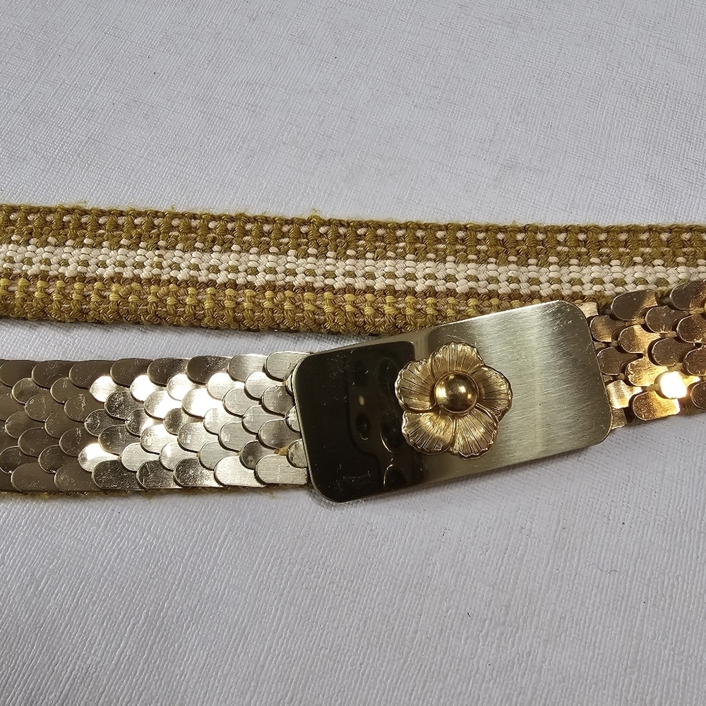 Stretchy Gold Tone Belt Elasticized